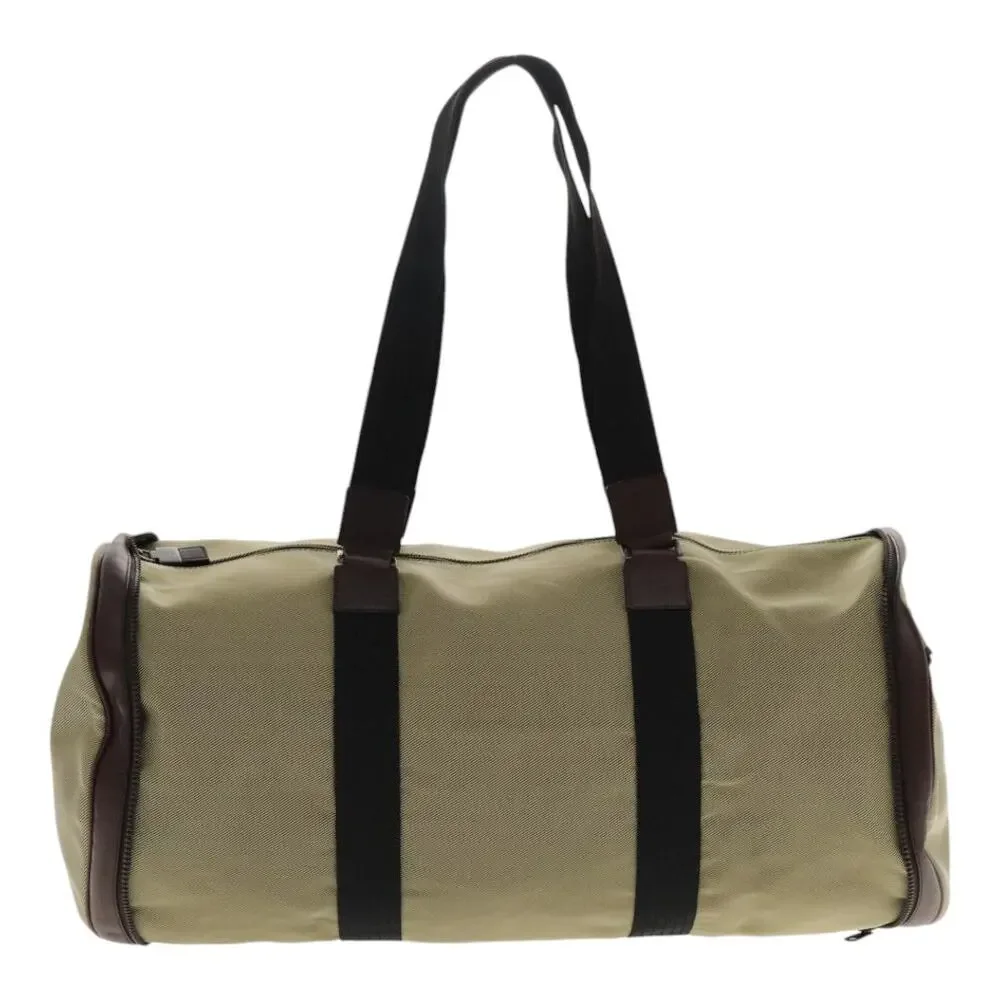 Salvatore Ferragamo Boston Bag Canvas Beige Silver